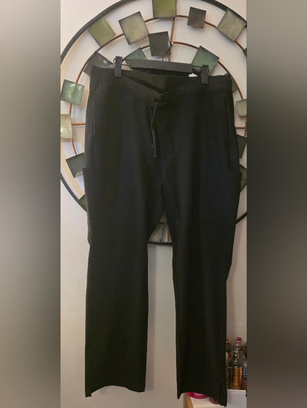 Mandala Womens Scrub Pants In Black, Size XL Petite